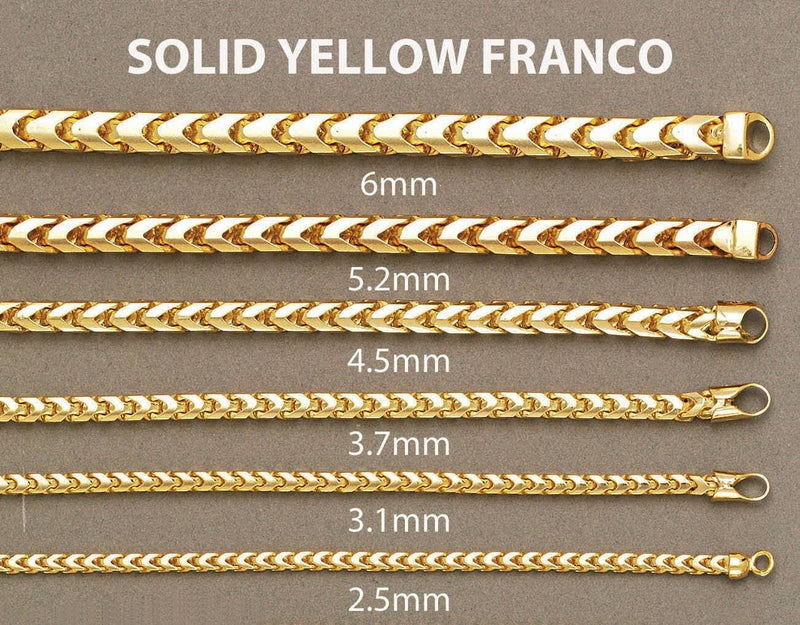 Gold Chain - Womens Solid Franco Chain 10K/14K Yellow Gold