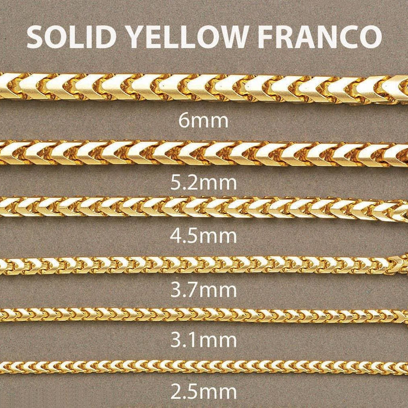 Gold Chain - Womens Solid Franco Chain 10K Yellow Gold