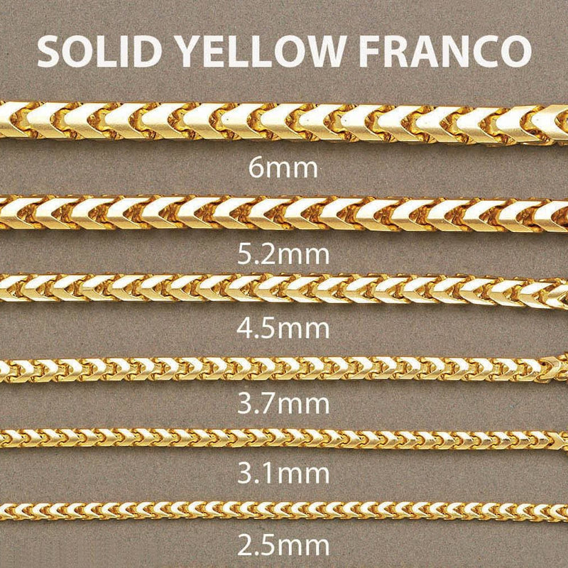 Mens Solid Franco Chain 14K Gold