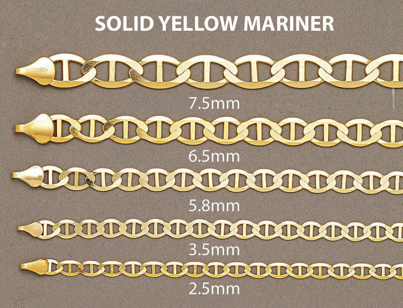 Solid Womens Mariner Bracelet 10K/14K Yellow Gold