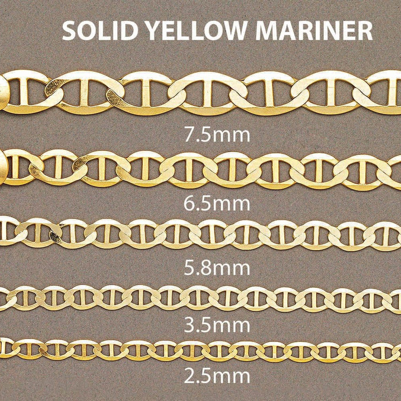Gold Chain - Mens Solid Mariner Chain 10K/14K Gold