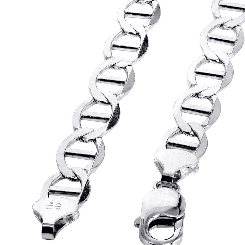 Mens Solid Mariner Chain 10K White Gold
