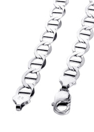 White Gold Chain - Womens Solid Mariner Chain 10K Gold
