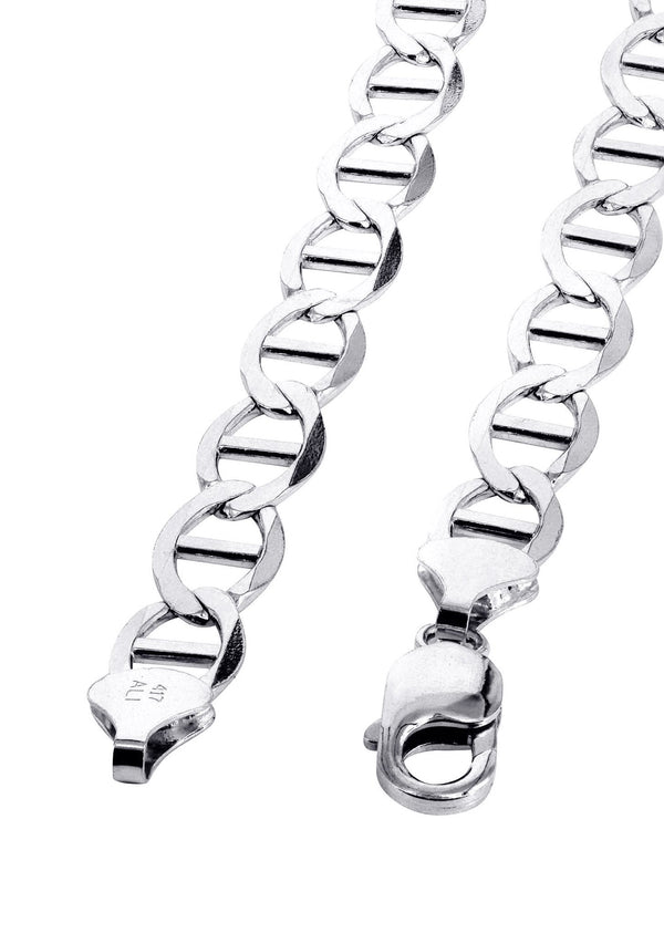 White Gold Chain - Womens Solid Mariner Chain 10K Gold