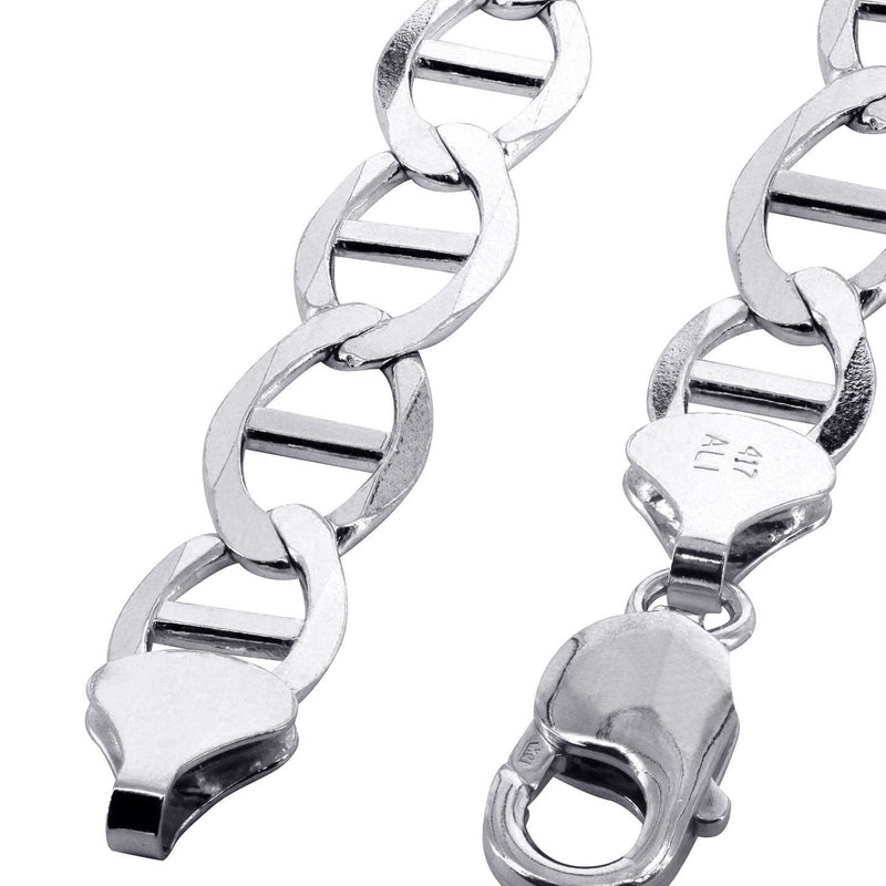 Solid Mens Mariner Bracelet 10K/14K White Gold