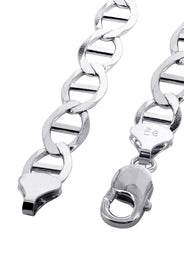 Solid Mens Mariner Bracelet 10K/14K White Gold