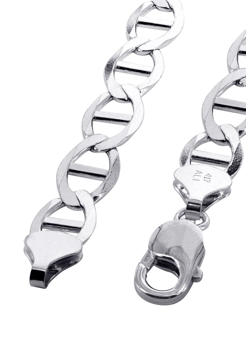 Solid Mens Mariner Bracelet 10K/14K White Gold