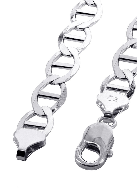 Solid Mens Mariner Bracelet 10K/14K White Gold