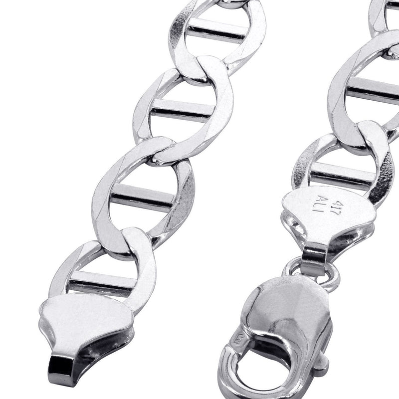 Solid Mens Mariner Bracelet 10K White Gold