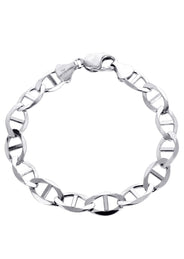 Solid Womens Mariner Bracelet 10K White Gold