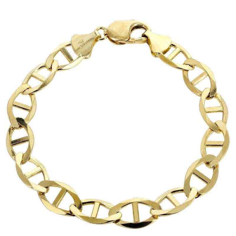 Solid Mens Mariner Bracelet 10K/14K Yellow Gold