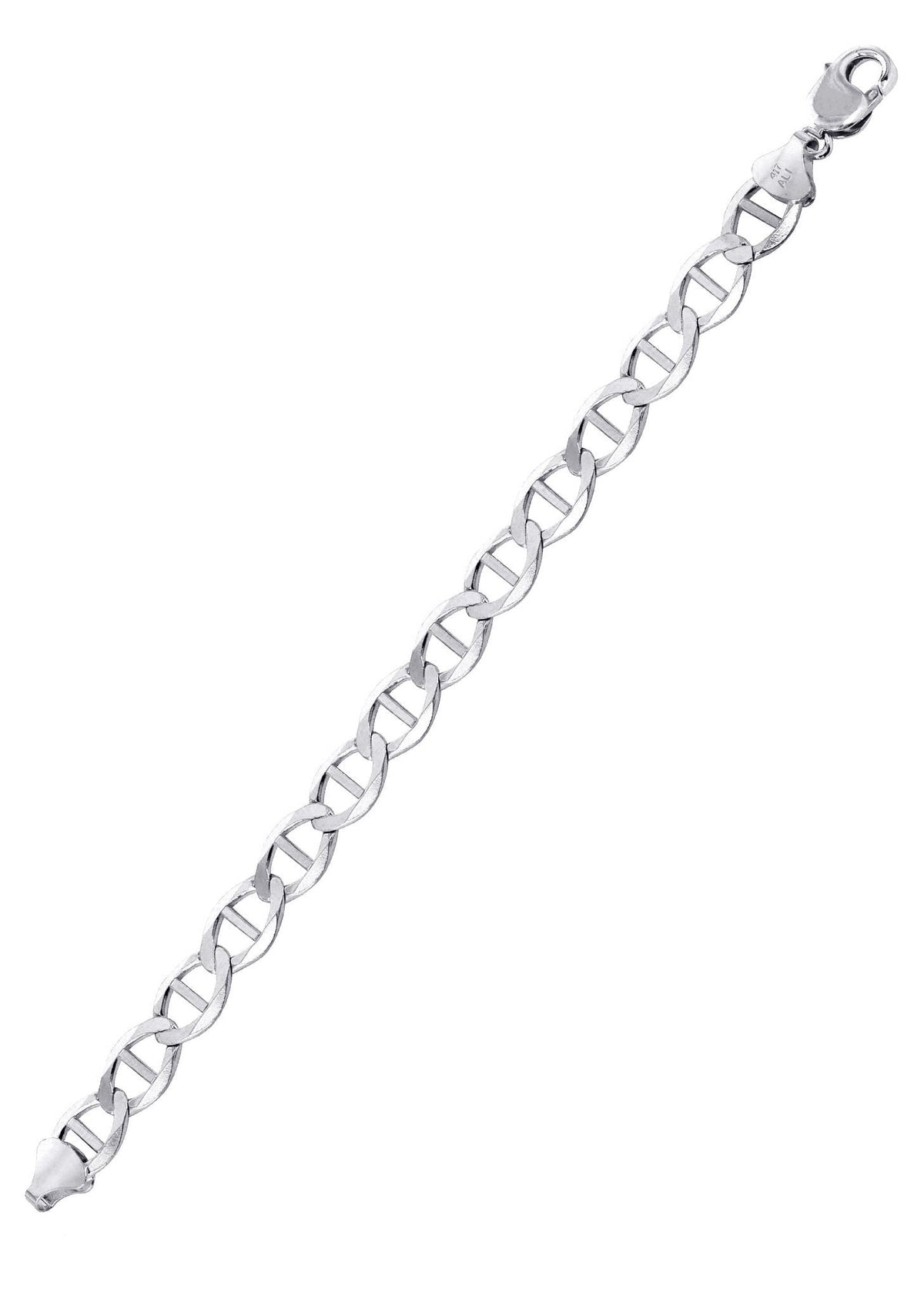 Solid Womens Mariner Bracelet 10K White Gold