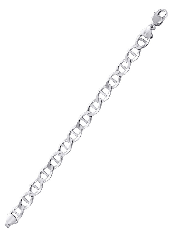 Solid Womens Mariner Bracelet 10K White Gold
