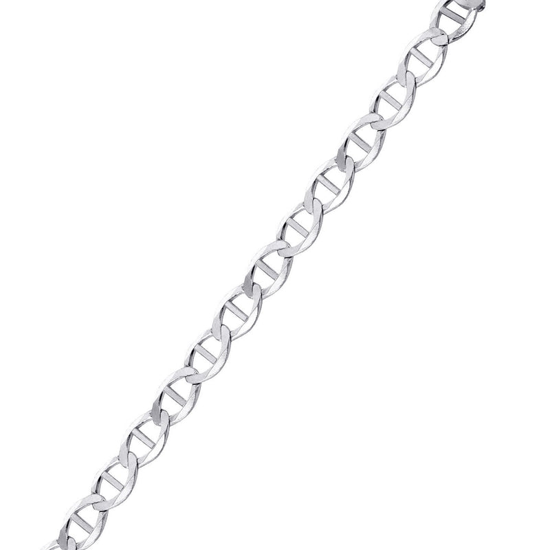Solid Mens Mariner Bracelet 10K/14K White Gold