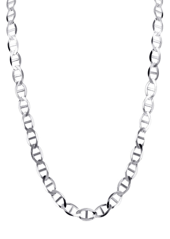 Mens Solid Mariner Chain 10K White Gold
