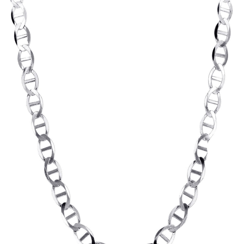White Gold Chain - Mens Solid Mariner Chain 10K/14K Gold