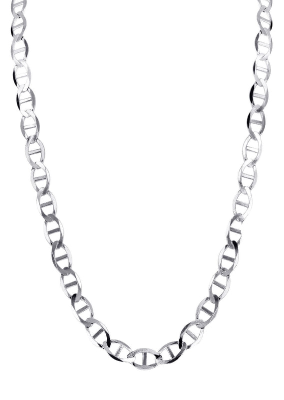 White Gold Chain - Mens Solid Mariner Chain 10K/14K Gold