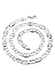 Mens Solid Mariner Chain 10K White Gold
