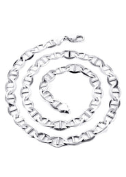 White Gold Chain - Mens Solid Mariner Chain 10K/14K Gold