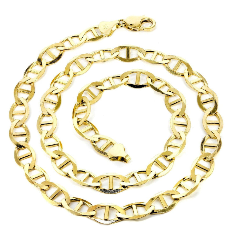 Gold Chain - Mens Solid Mariner Chain 10K/14K Gold