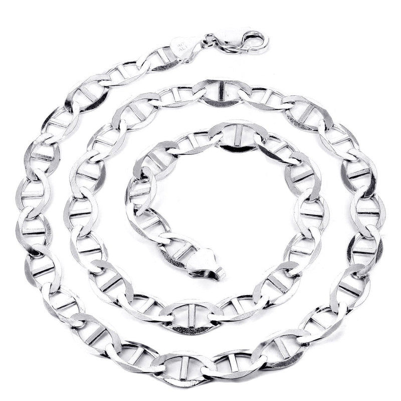 White Gold Chain - Womens Solid Mariner Chain 10K/14K Gold