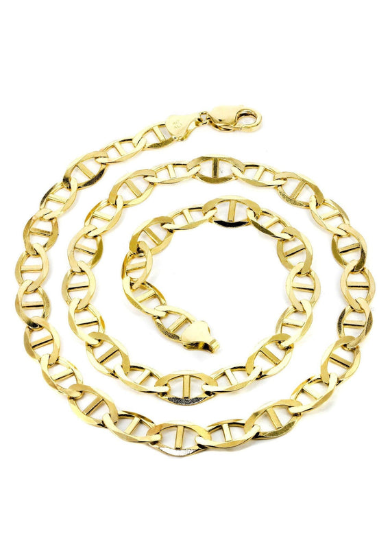 Gold Chain - Womens Solid Mariner Chain 10K Gold
