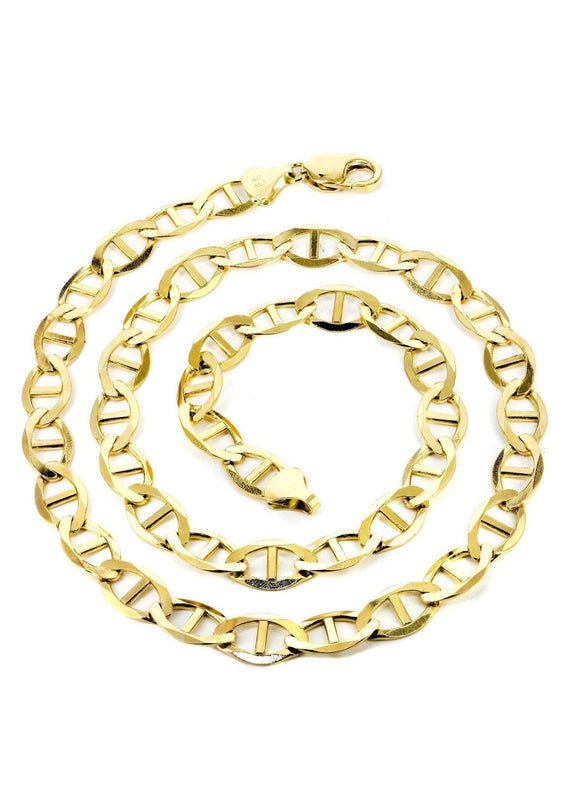 Gold Chain - Womens Solid Mariner Chain 10K/14K Gold