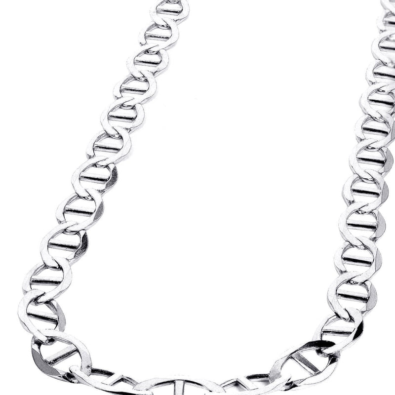 White Gold Chain - Womens Solid Mariner Chain 10K/14K Gold