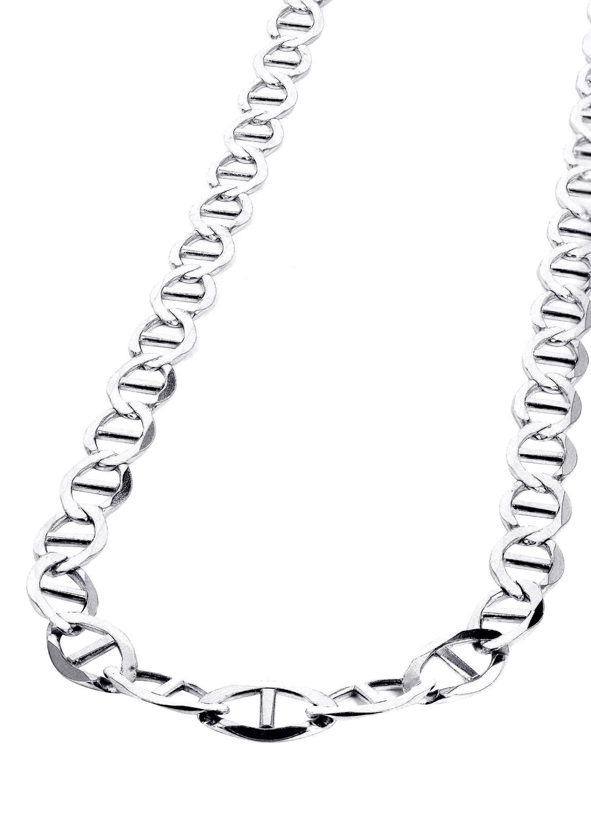 White Gold Chain - Womens Solid Mariner Chain 10K Gold