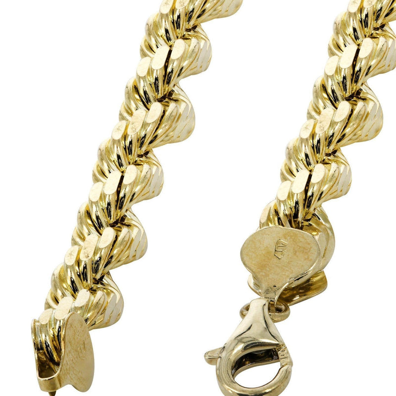 Solid Womens Rope Bracelet 10K/14K Yellow Gold
