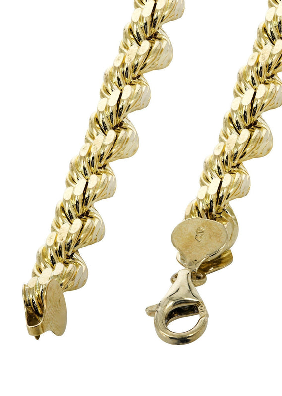 Solid Womens Rope Bracelet 10K/14K Yellow Gold