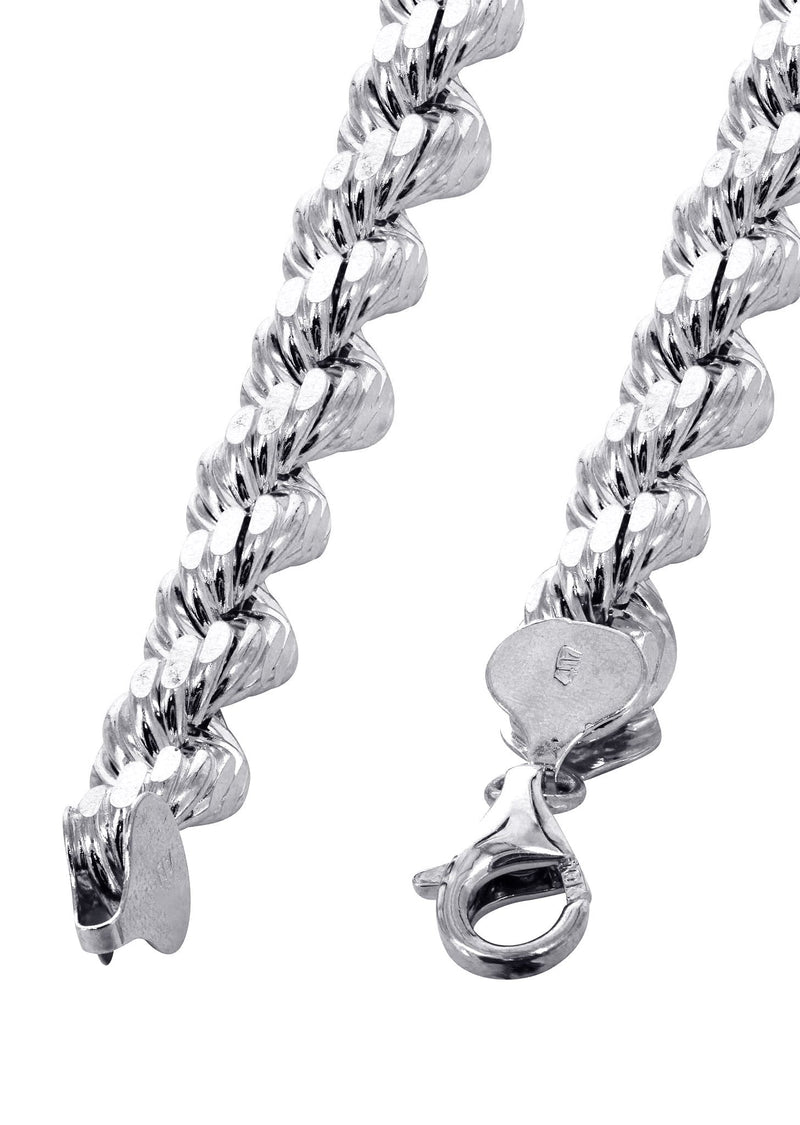 Solid Womens Rope Bracelet 10K/14K White Gold