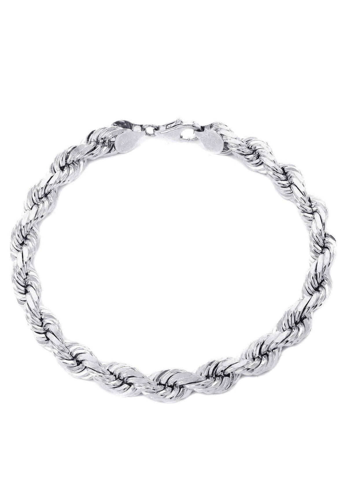 Solid Womens Rope Bracelet 10K White Gold