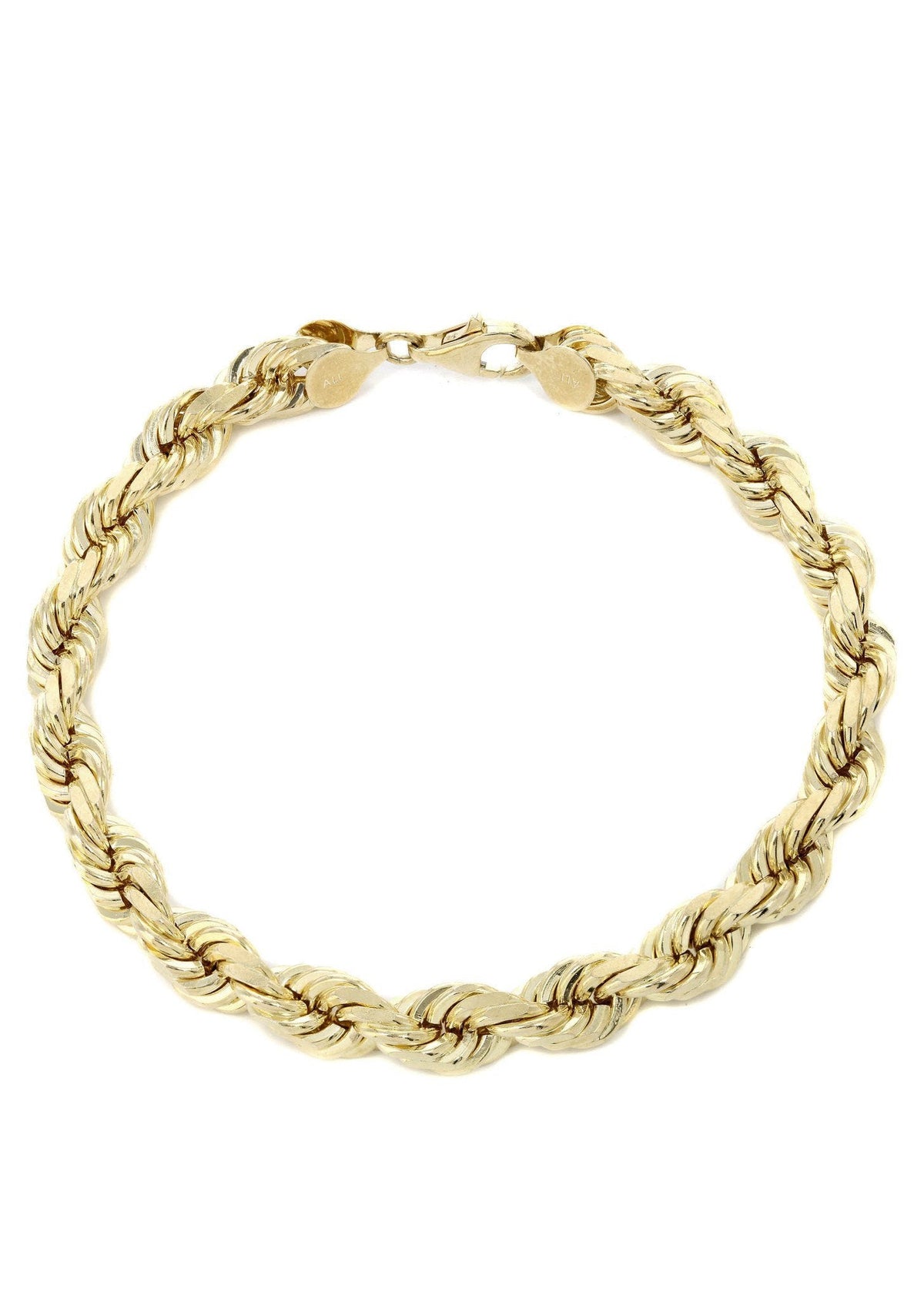 Solid Womens Rope Bracelet 10K Yellow Gold