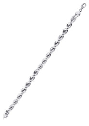 Solid Mens Rope Bracelet 10K/14K White Gold