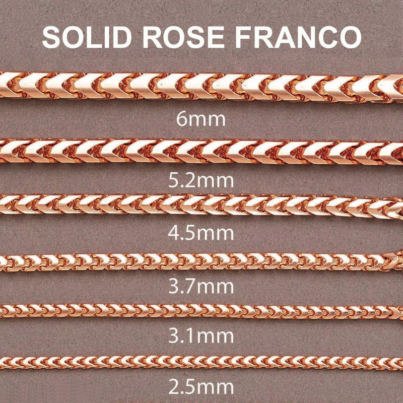 14K Rose Gold Bracelet Solid Franco
