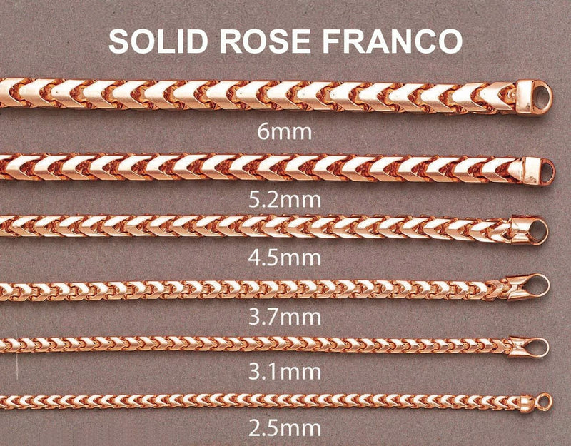 14K Rose Gold Bracelet Solid Franco