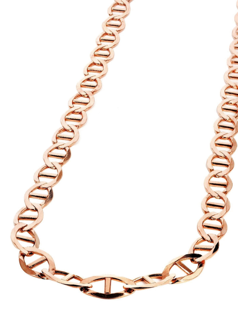 Womens 14K Rose Gold Chain - Solid Mariner Chain
