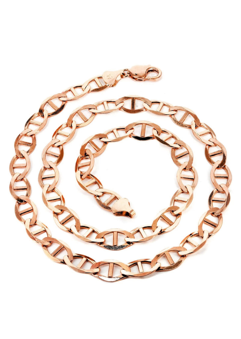 Womens 14K Rose Gold Chain - Solid Mariner Chain