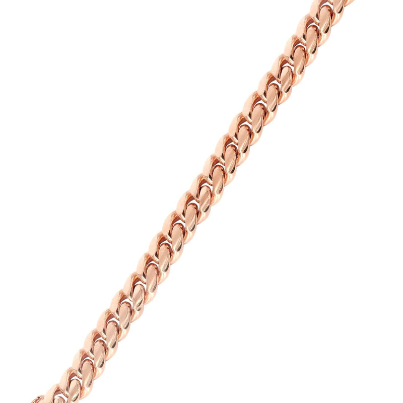 14K Rose Gold Bracelet Solid Miami Cuban Link