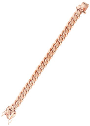 14K Rose Gold Bracelet Solid Miami Cuban Link For Women