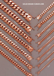 14K Rose Gold Bracelet Solid Miami Cuban Link For Women