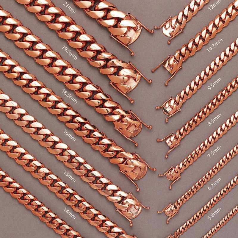 14K Rose Gold Bracelet Solid Miami Cuban Link