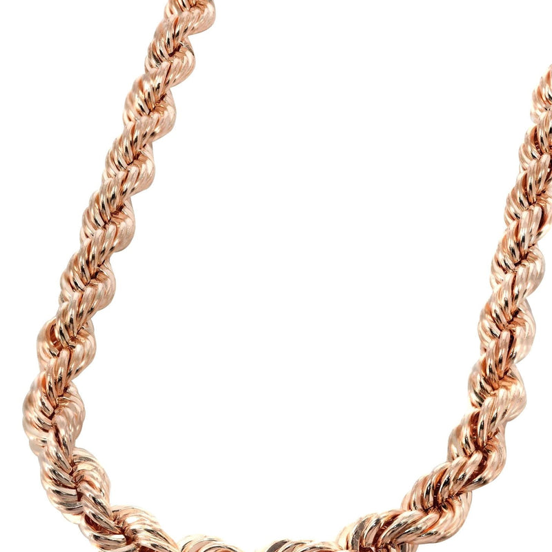 Womens 14K Rose Gold Chain - Solid Rope Chain