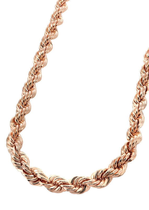 Womens 14K Rose Gold Chain - Solid Rope Chain