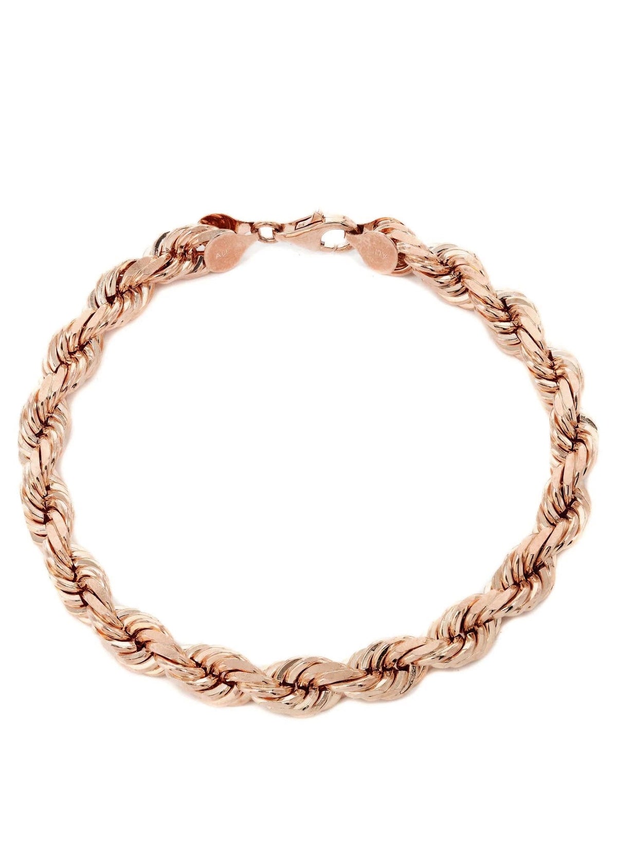 14K Rose Gold Bracelet Solid Rope