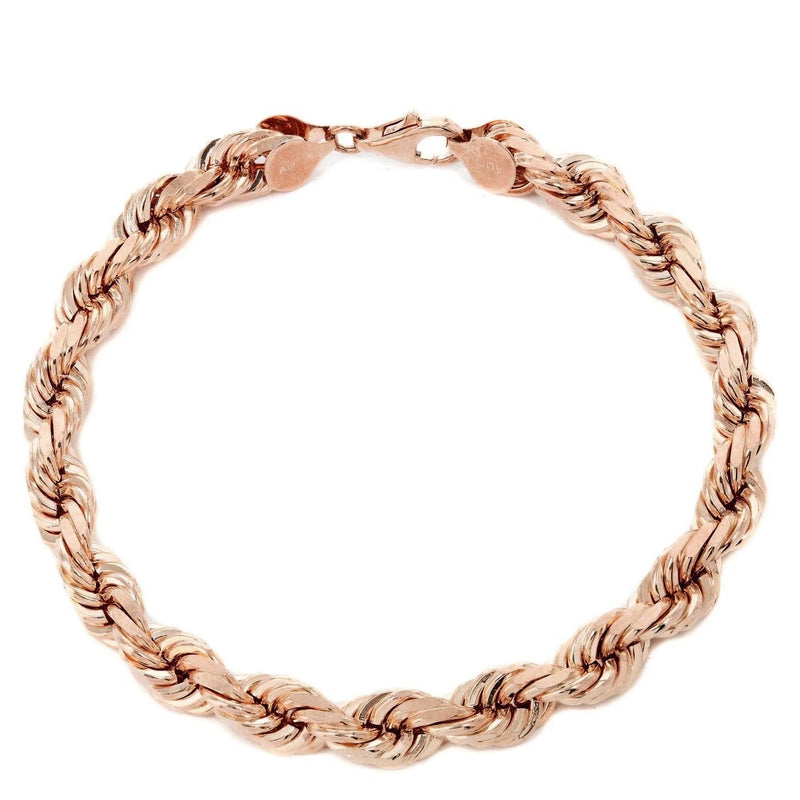 14K Rose Gold Bracelet Solid Rope For Women