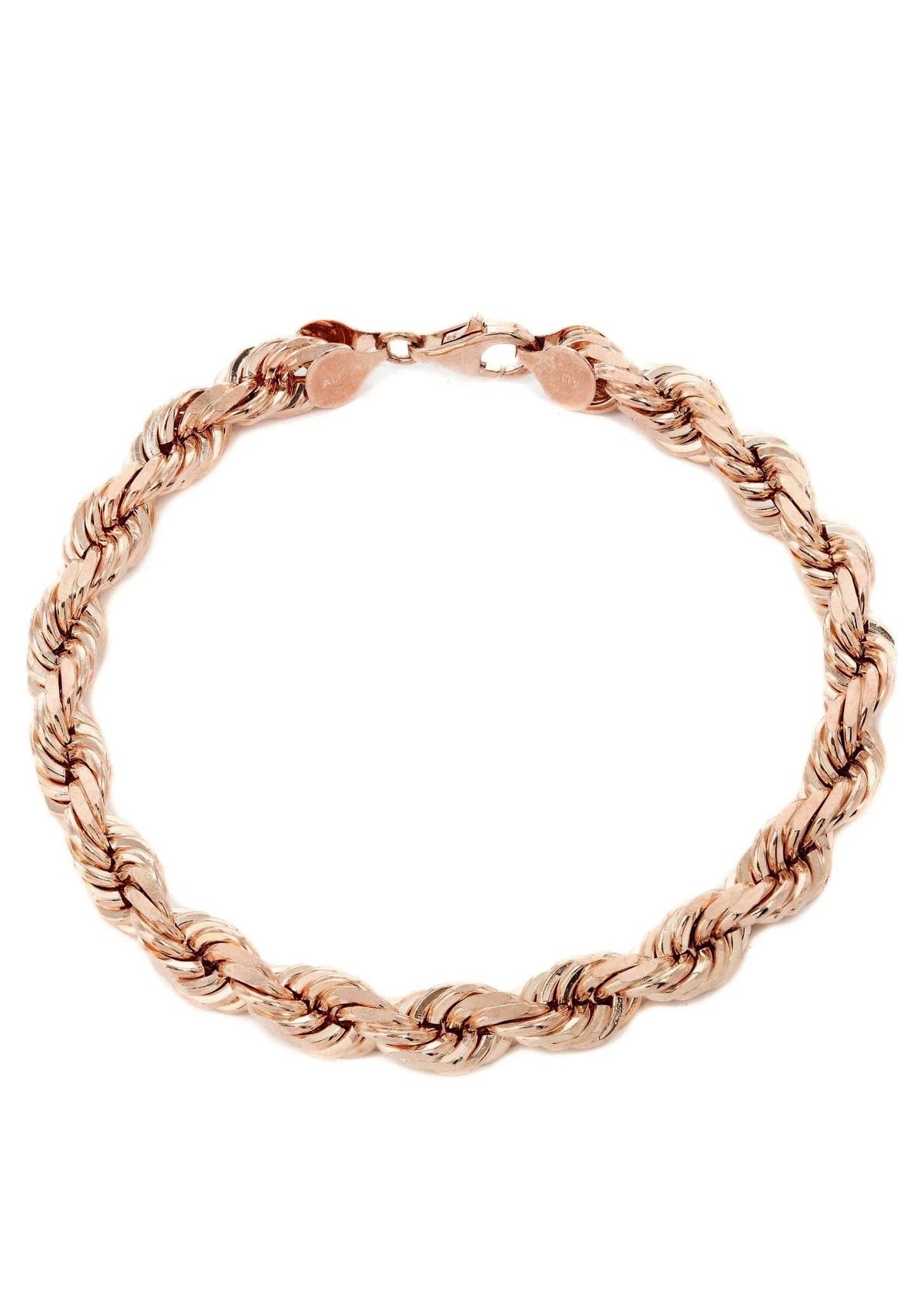 14K Rose Gold Bracelet Solid Rope For Women
