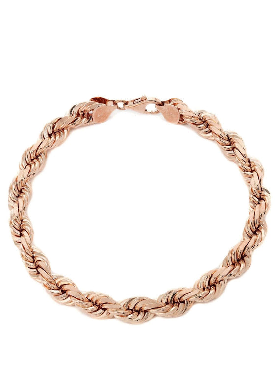 14K Rose Gold Bracelet Solid Rope For Women