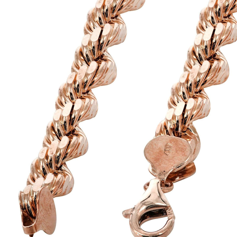 14K Rose Gold Bracelet Solid Rope For Women
